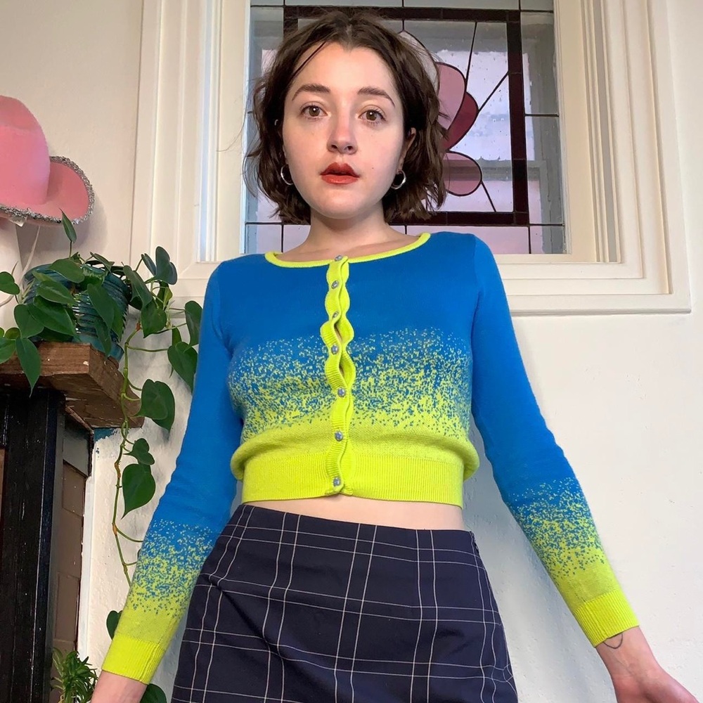 Tibi Y2K Graphic Knit Spring Cardigan